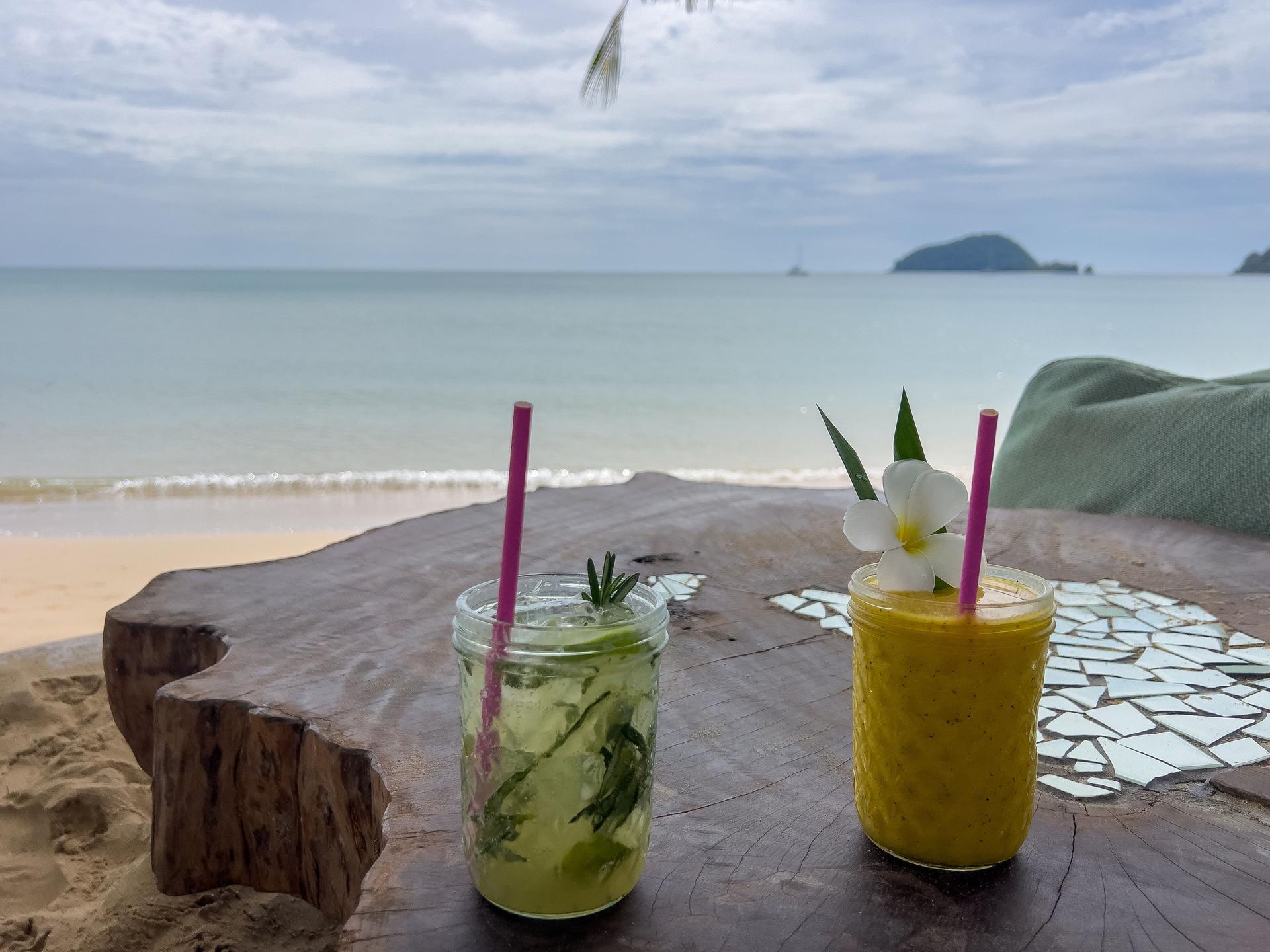 Refreshing Drinks on a Tropical Beachside